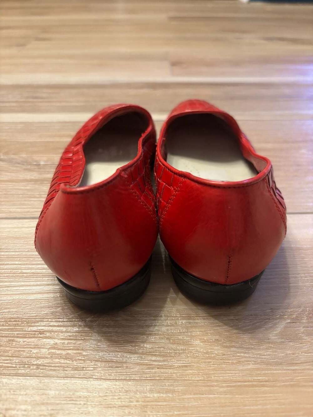 Trotters Liz Woven Leather Slip-On Loafers in Red - Picture 6 of 8